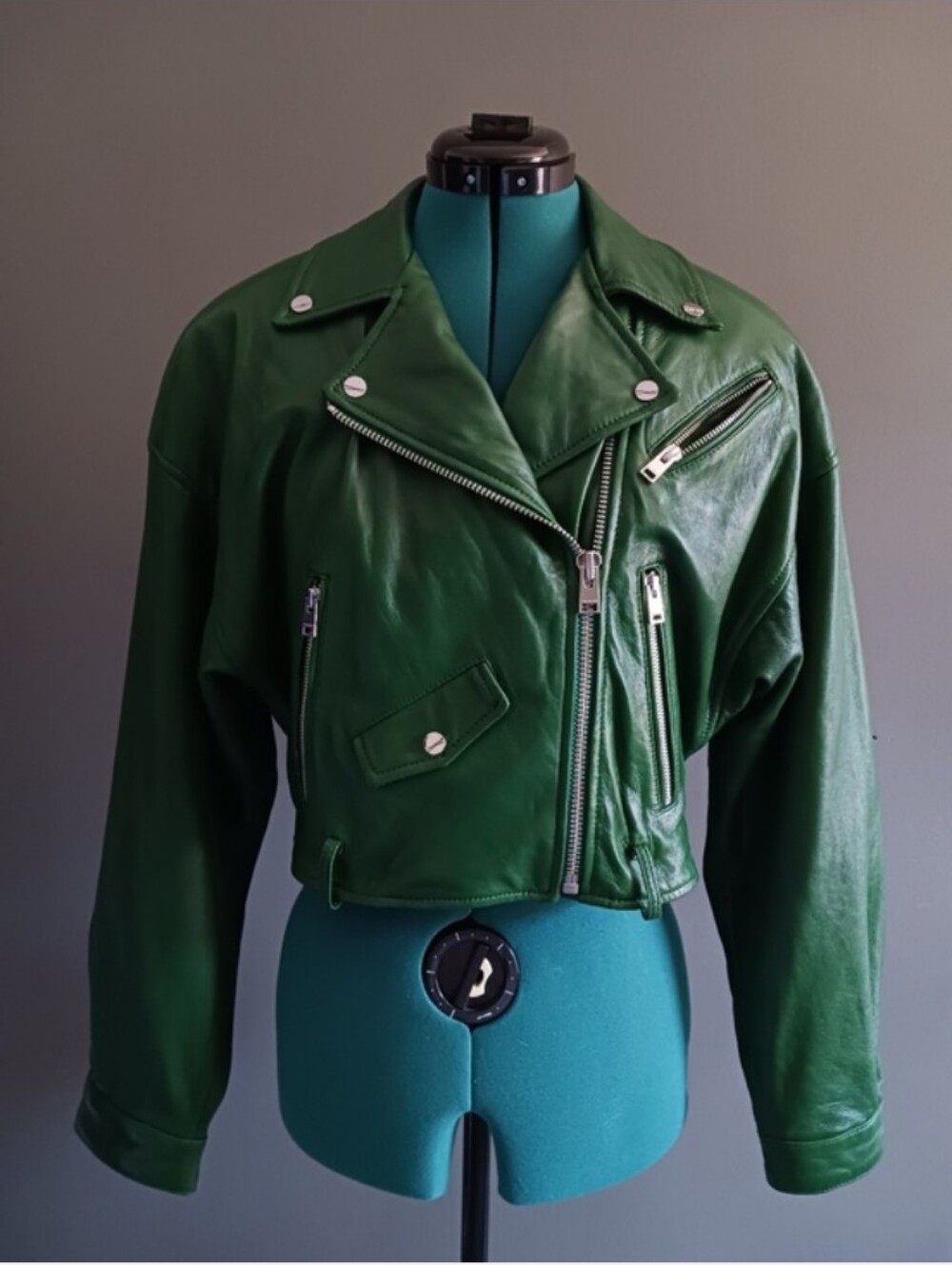 Lamarque Green Lamb Leather Jacket Size XS